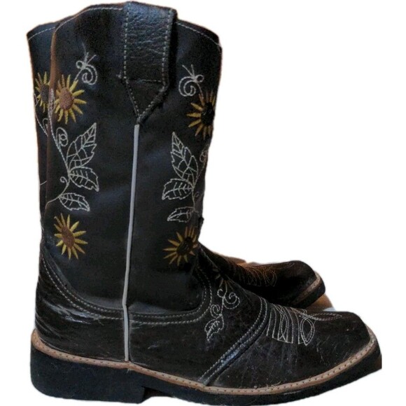 Women's El Carril Brown Embroidered Cowboy Western Boots - Sz 24 Mexico Sz 7 - Picture 2 of 3
